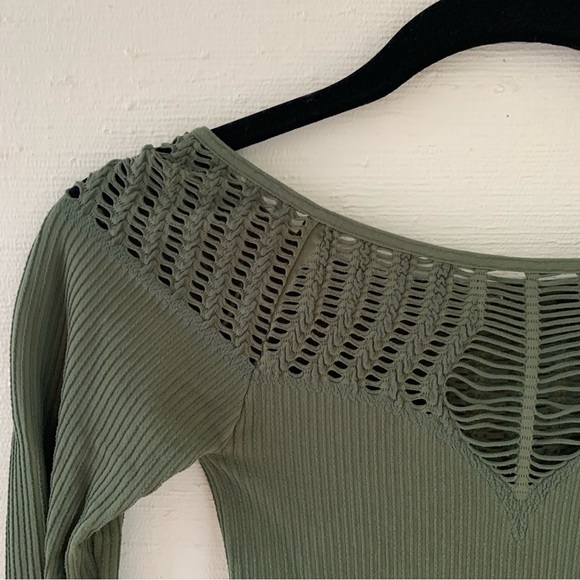 Free People BodyCon Cut Out Boat Neck Long Sleeve - Picture 4 of 4